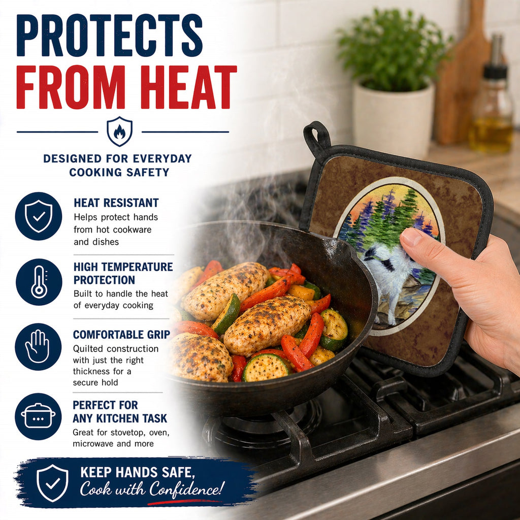 Papillon Pot Holder Set of 2 Heat Resistant Quilted Hot Pads 7.5 x 7.5 Inch, Insulated Kitchen Trivets for Cooking & Baking