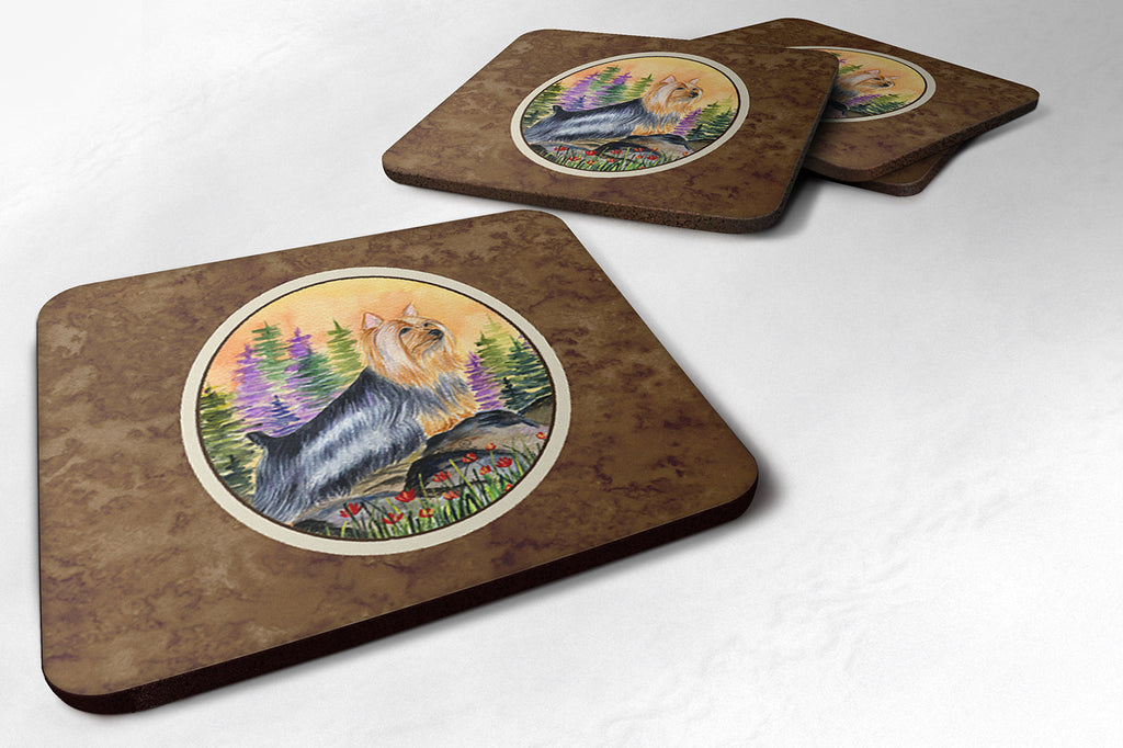 Silky Terrier Foam Coasters Set of 4 Cup Coasters for Indoor Outdoor, Tabletop Protection, Anti Slip, Mouse pad Material