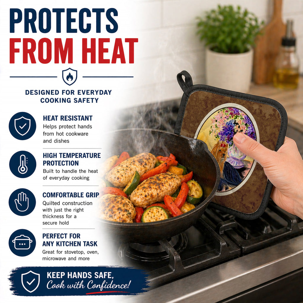 Yorkie Pot Holder Set of 2 Heat Resistant Quilted Hot Pads 7.5 x 7.5 Inch, Insulated Kitchen Trivets for Cooking & Baking