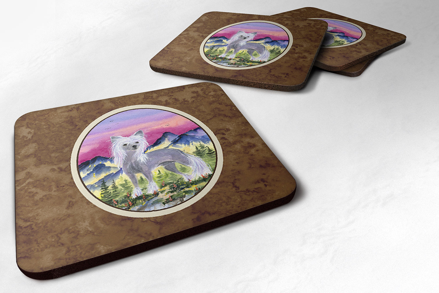 Chinese Crested Foam Coasters Set of 4 Cup Coasters for Indoor Outdoor, Tabletop Protection, Anti Slip, Mouse pad Material