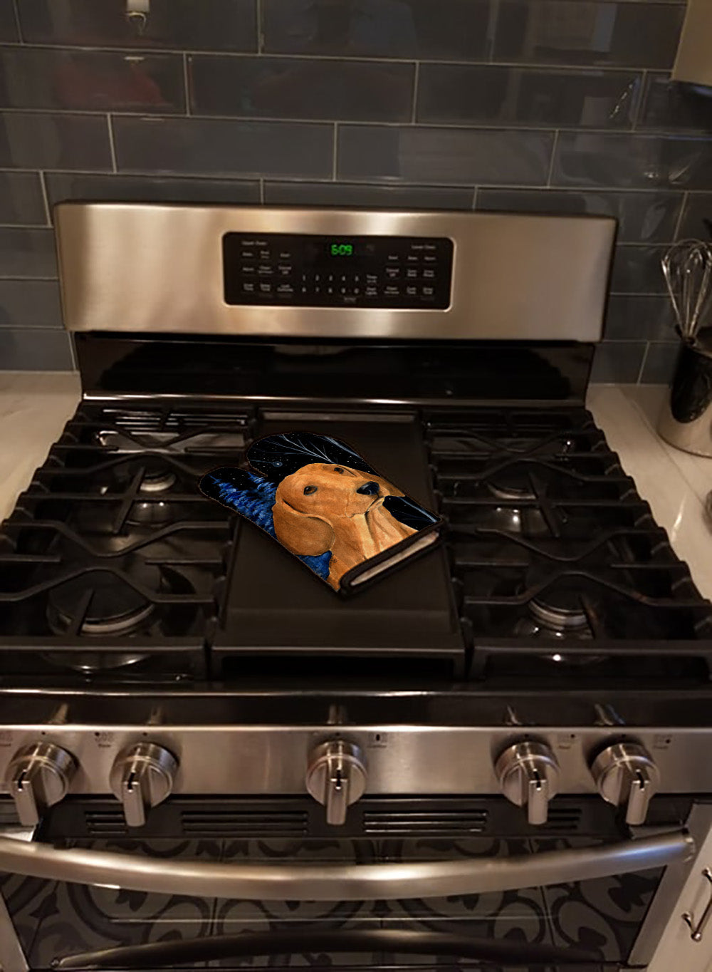 Starry Night Dachshund Oven Mitt Heat Resistant Thick Oven Mitt for Hot Pans and Oven, Kitchen Mitt Protect Hands, Cooking Baking Glove