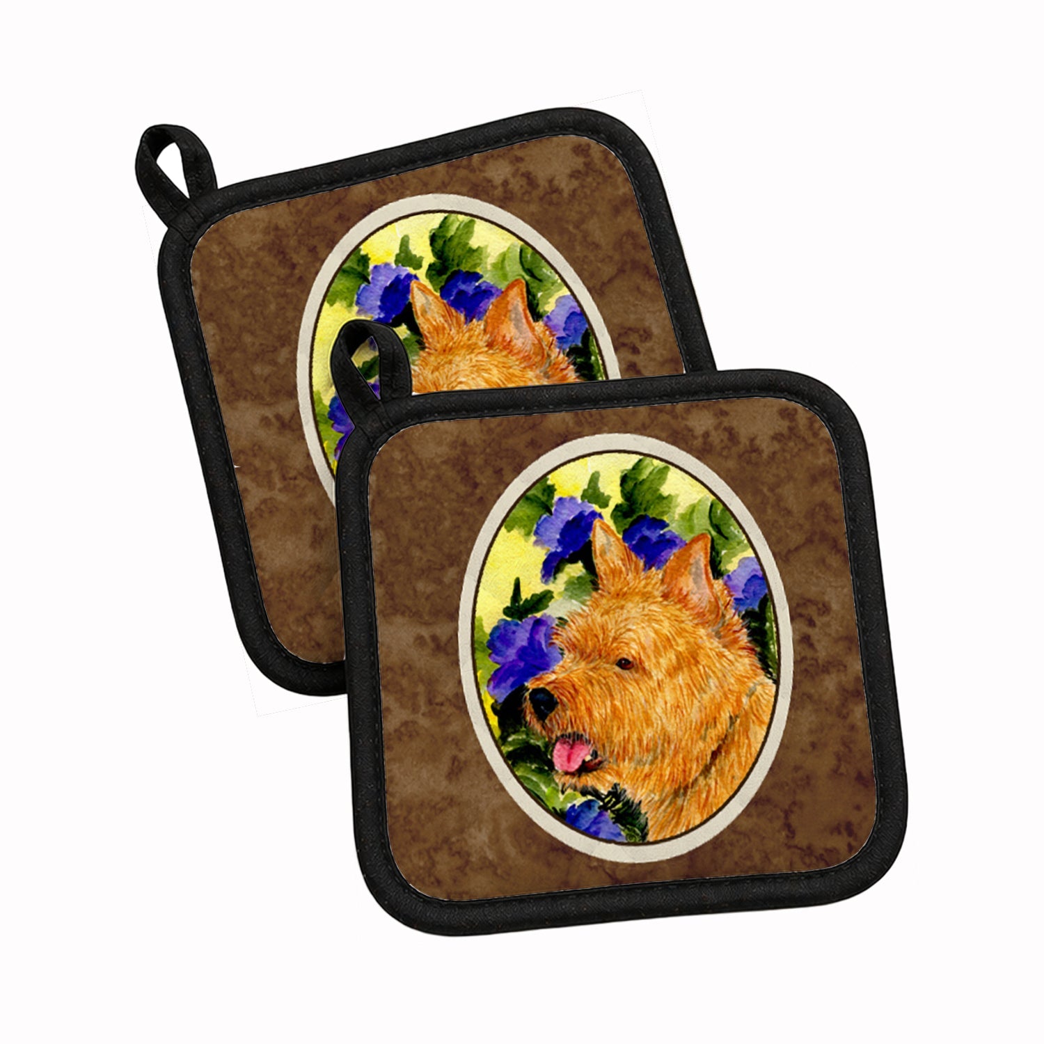 Norwich Terrier Pot Holder Set of 2 Heat Resistant Quilted Hot Pads 7.5 x 7.5 Inch, Insulated Kitchen Trivets for Cooking & Baking