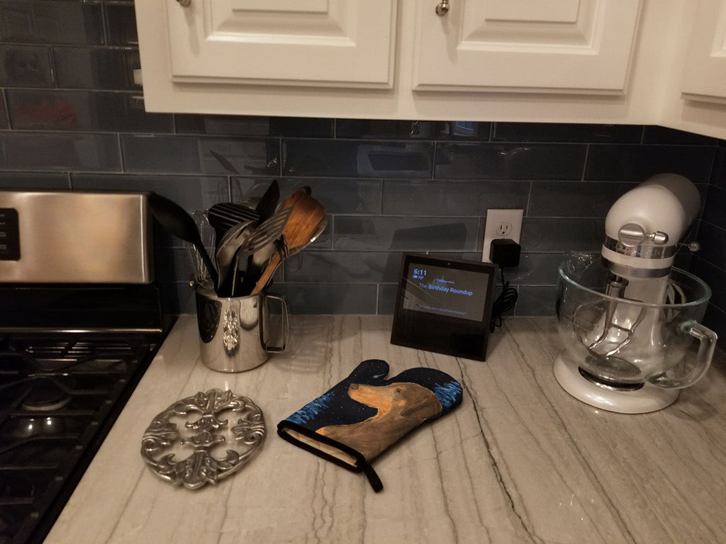 Starry Night Doberman Oven Mitt Heat Resistant Thick Oven Mitt for Hot Pans and Oven, Kitchen Mitt Protect Hands, Cooking Baking Glove