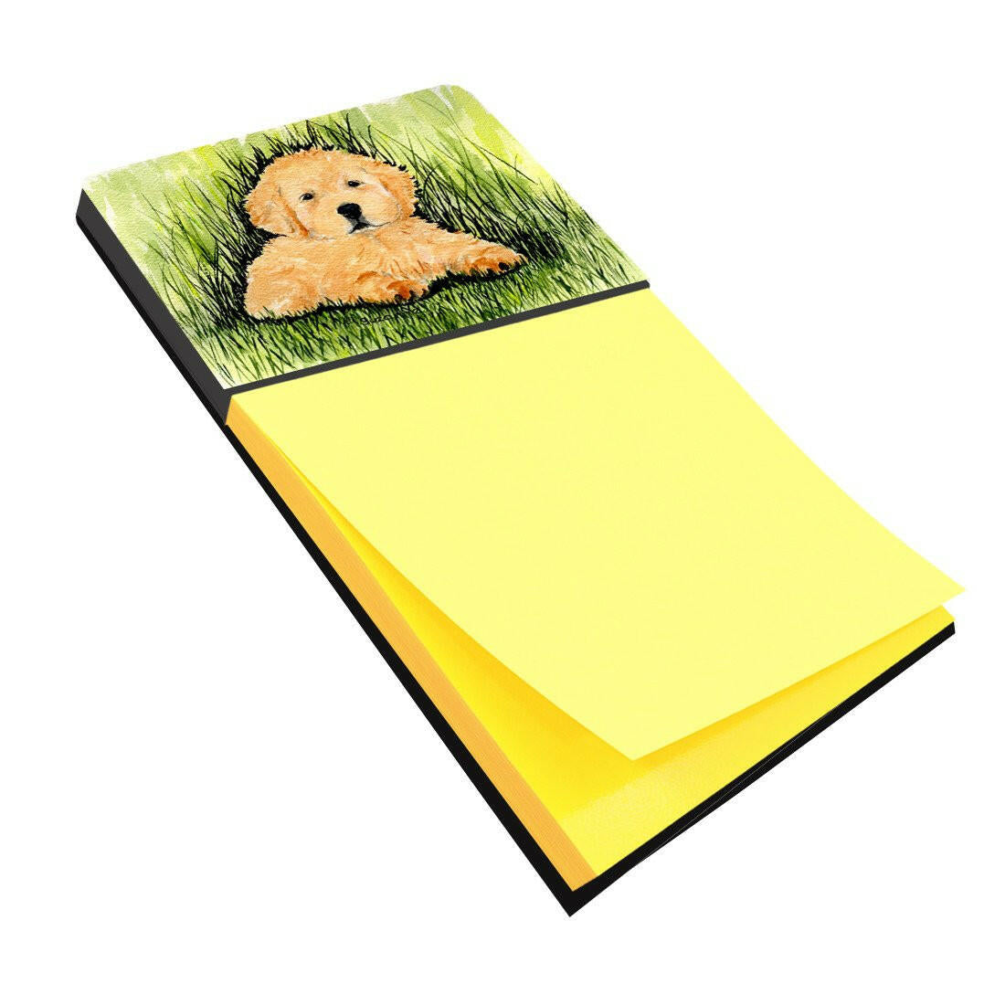 Golden Retriever Watercolor Sticky Note Holder Refillable Dispenser Desk Accessory 3x3 Pad Gift