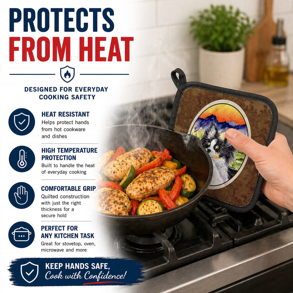 Chihuahua Pot Holder Set of 2 Heat Resistant Quilted Hot Pads 7.5 x 7.5 Inch, Insulated Kitchen Trivets for Cooking & Baking