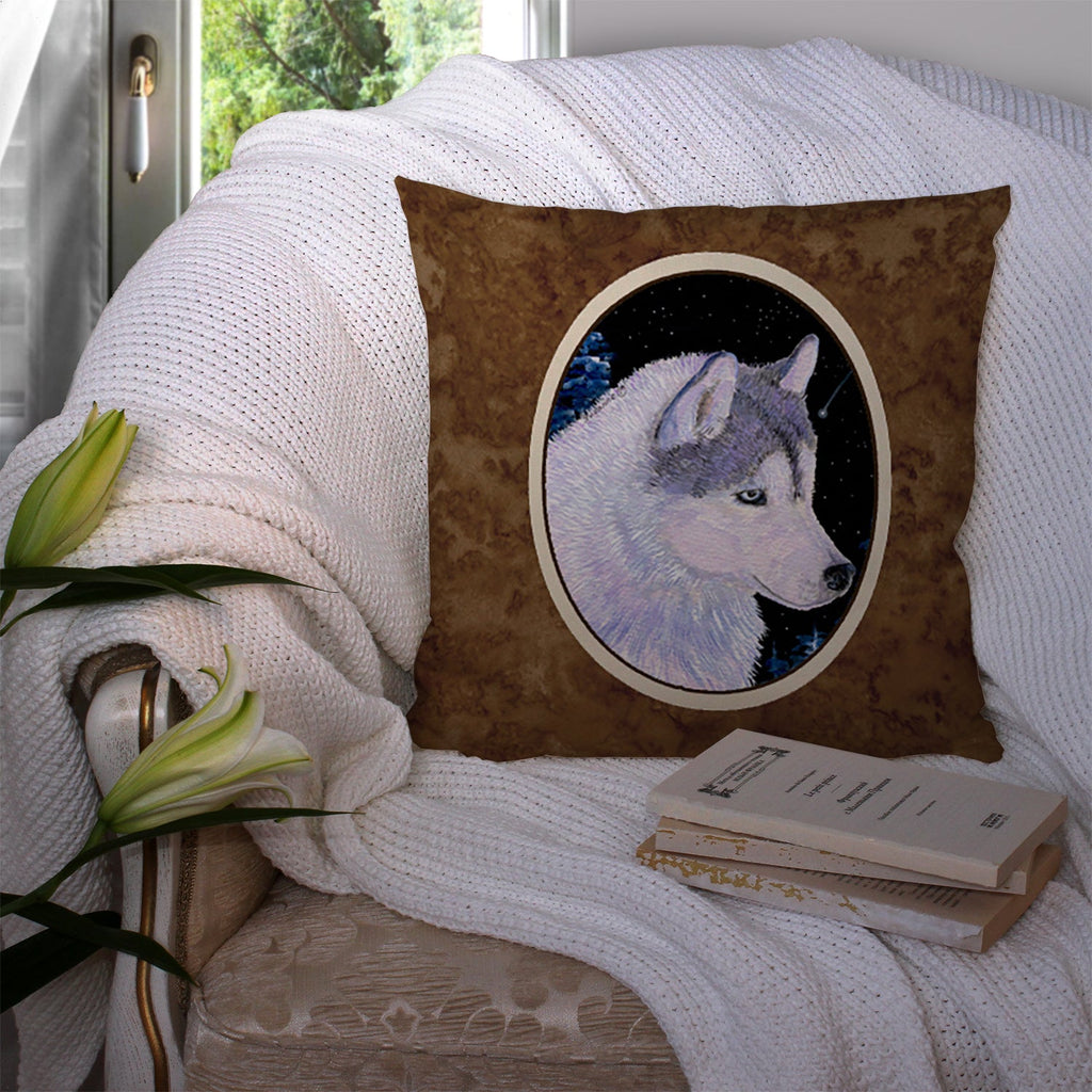 Siberian Husky Decorative Throw Pillow 14x14 Indoor Outdoor Accent Cushion, Fabric Cover with Insert for Sofa, Bed, Porch & Living Room