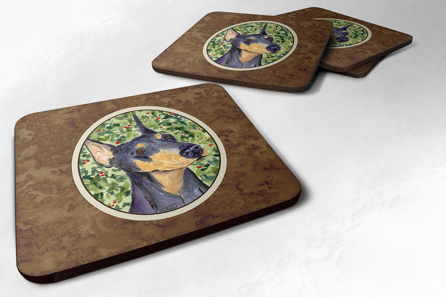 Doberman Foam Coasters Set of 4 Cup Coasters for Indoor Outdoor, Tabletop Protection, Anti Slip, Mouse pad Material