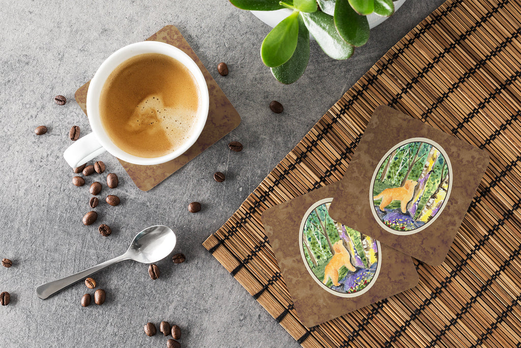 Golden Retriever Foam Coasters Set of 4 Cup Coasters for Indoor Outdoor, Tabletop Protection, Anti Slip, Mouse pad Material