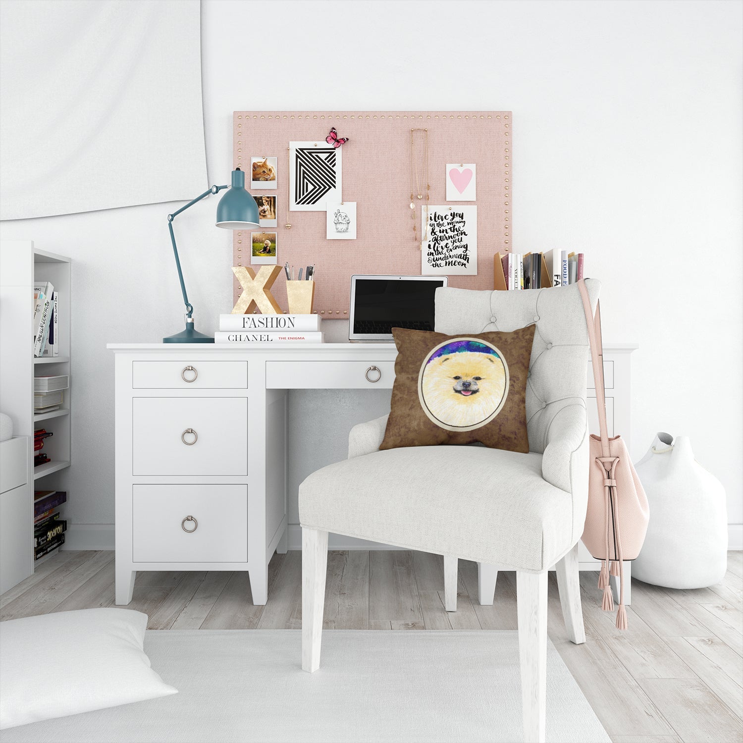 Pomeranian Decorative Throw Pillow 14x14 Indoor Outdoor Accent Cushion, Fabric Cover with Insert for Sofa, Bed, Porch & Living Room