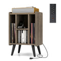 Vinyl Record Storage Turntable Stand with 4 Open Shelves-Gray