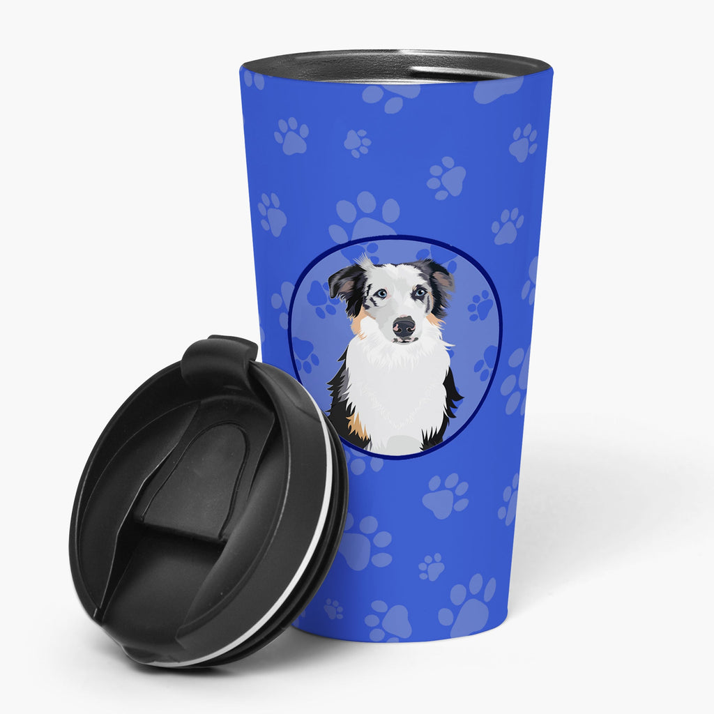 Australian Shepherd Blue Merle #1  Stainless Steel 16 oz  Tumbler Blue Insulated Tumbler with Lid, Cute Travel Cup for Coffee, Cocktails, Gift Men, Dad, Women, Mother