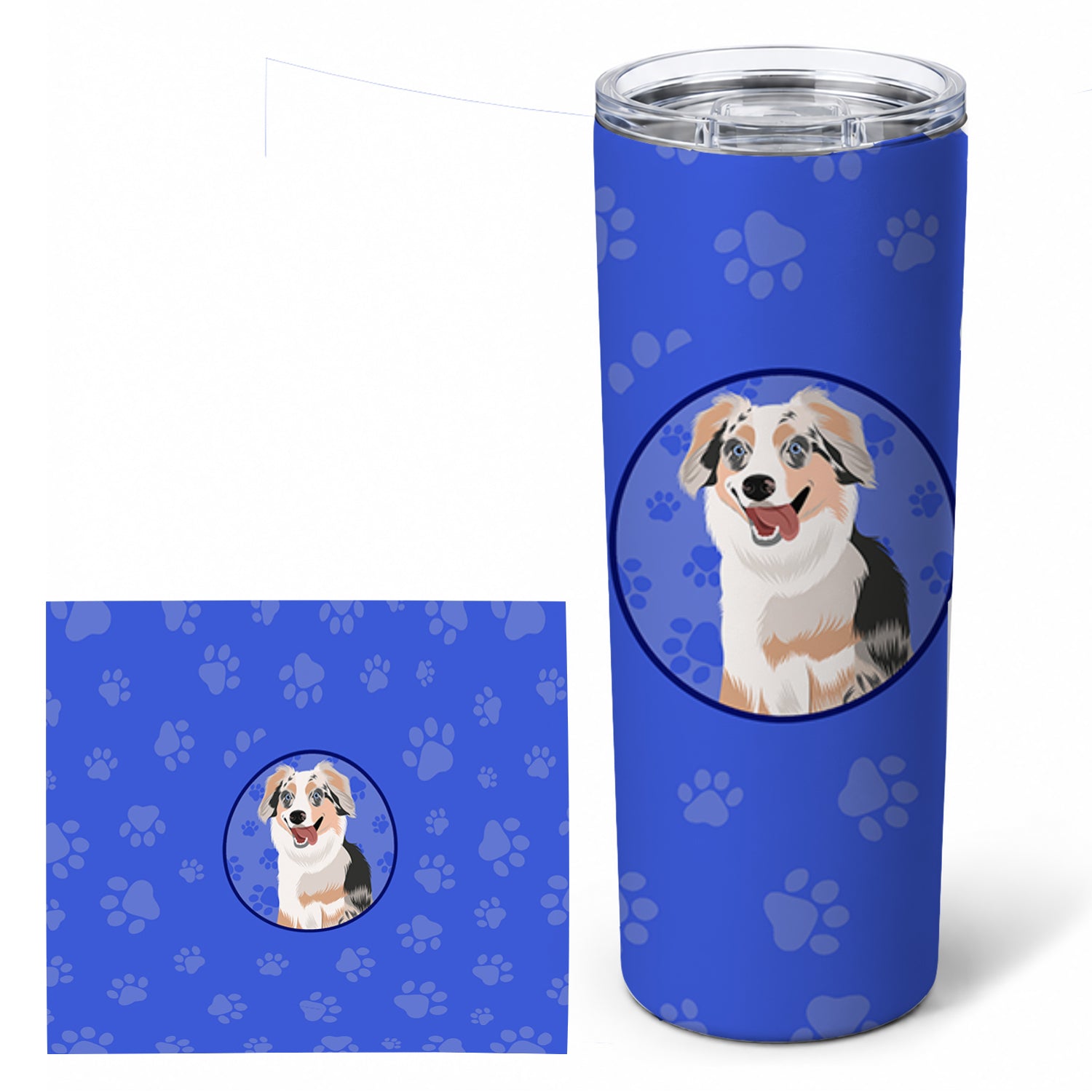 Australian Shepherd Blue Merle Puppy #1  Stainless Steel Skinny Tumbler 20 oz Vacuum Double Walled Reusable Insulated Travel Cup