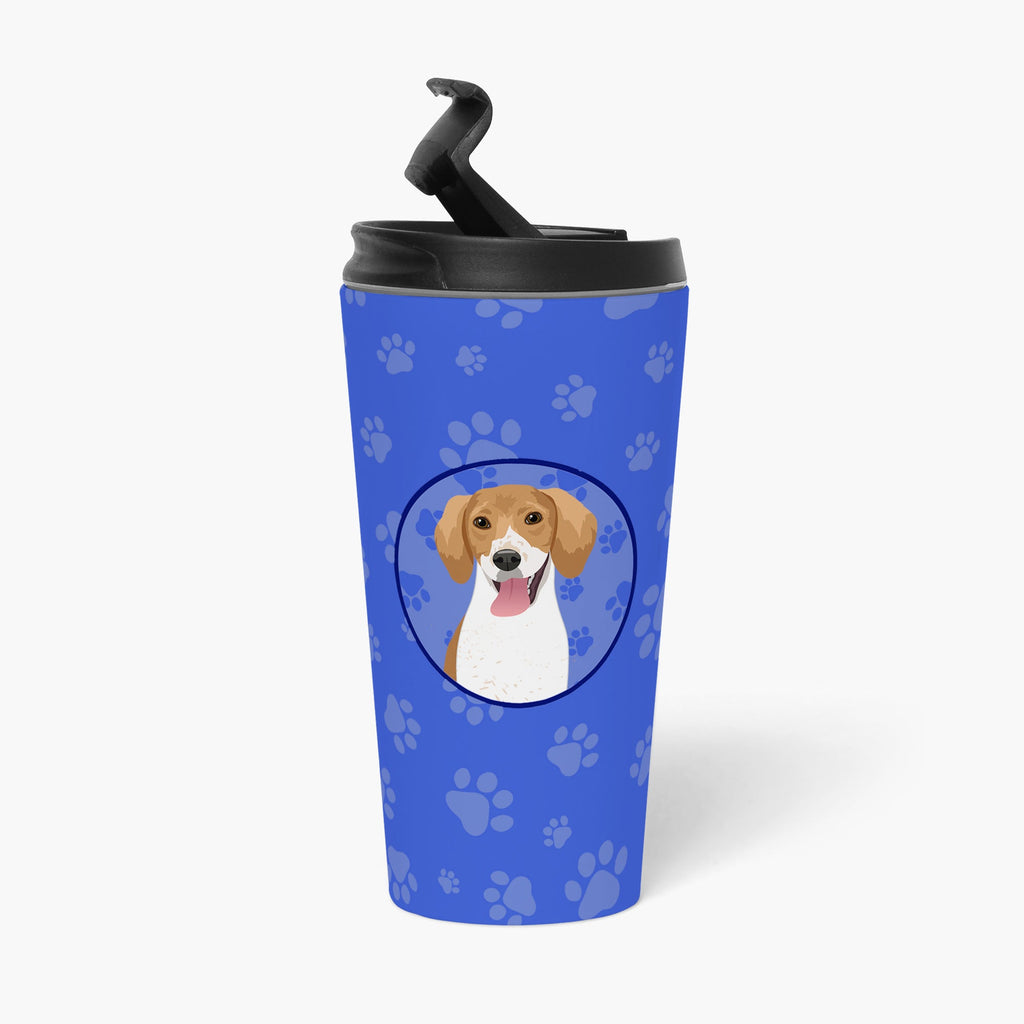 Beagle Red and White Red Ticked #2  Stainless Steel 16 oz  Tumbler Blue Insulated Tumbler with Lid, Cute Travel Cup for Coffee, Cocktails, Gift Men, Dad, Women, Mother