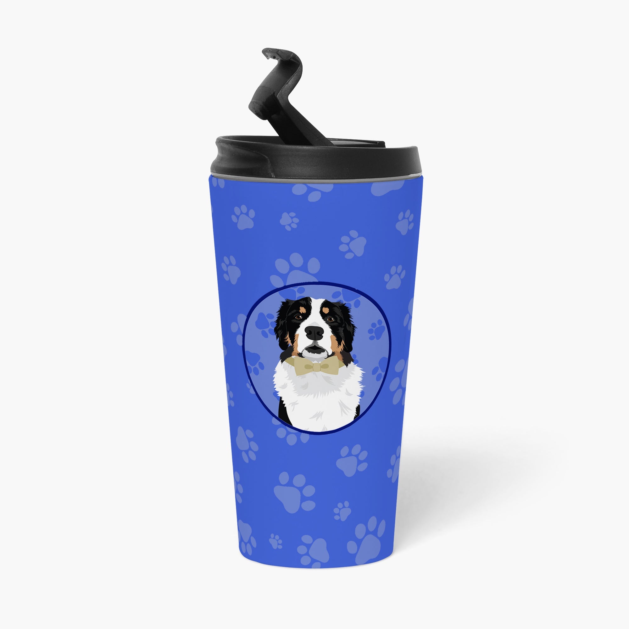 Bernese Mountain Dog #2  Stainless Steel 16 oz  Tumbler Blue Insulated Tumbler with Lid, Cute Travel Cup for Coffee, Cocktails, Gift Men, Dad, Women, Mother