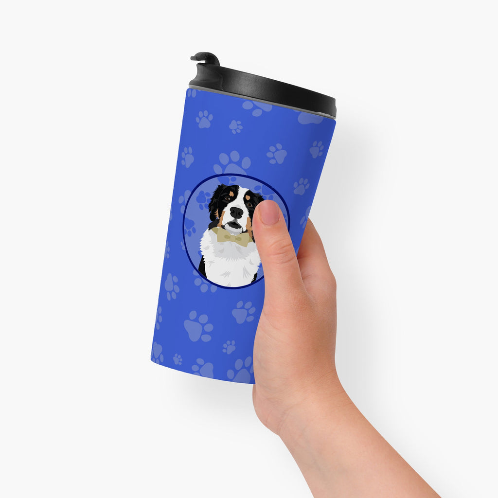 Bernese Mountain Dog #2  Stainless Steel 16 oz  Tumbler Blue Insulated Tumbler with Lid, Cute Travel Cup for Coffee, Cocktails, Gift Men, Dad, Women, Mother