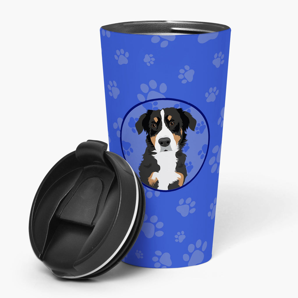 Bernese Mountain Dog Puppy #2  Stainless Steel 16 oz  Tumbler Blue Insulated Tumbler with Lid, Cute Travel Cup for Coffee, Cocktails, Gift Men, Dad, Women, Mother