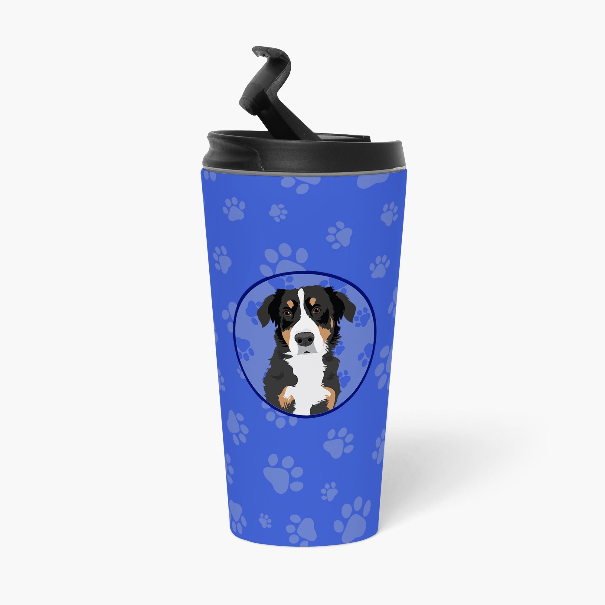 Bernese Mountain Dog Puppy #2  Stainless Steel 16 oz  Tumbler Blue Insulated Tumbler with Lid, Cute Travel Cup for Coffee, Cocktails, Gift Men, Dad, Women, Mother
