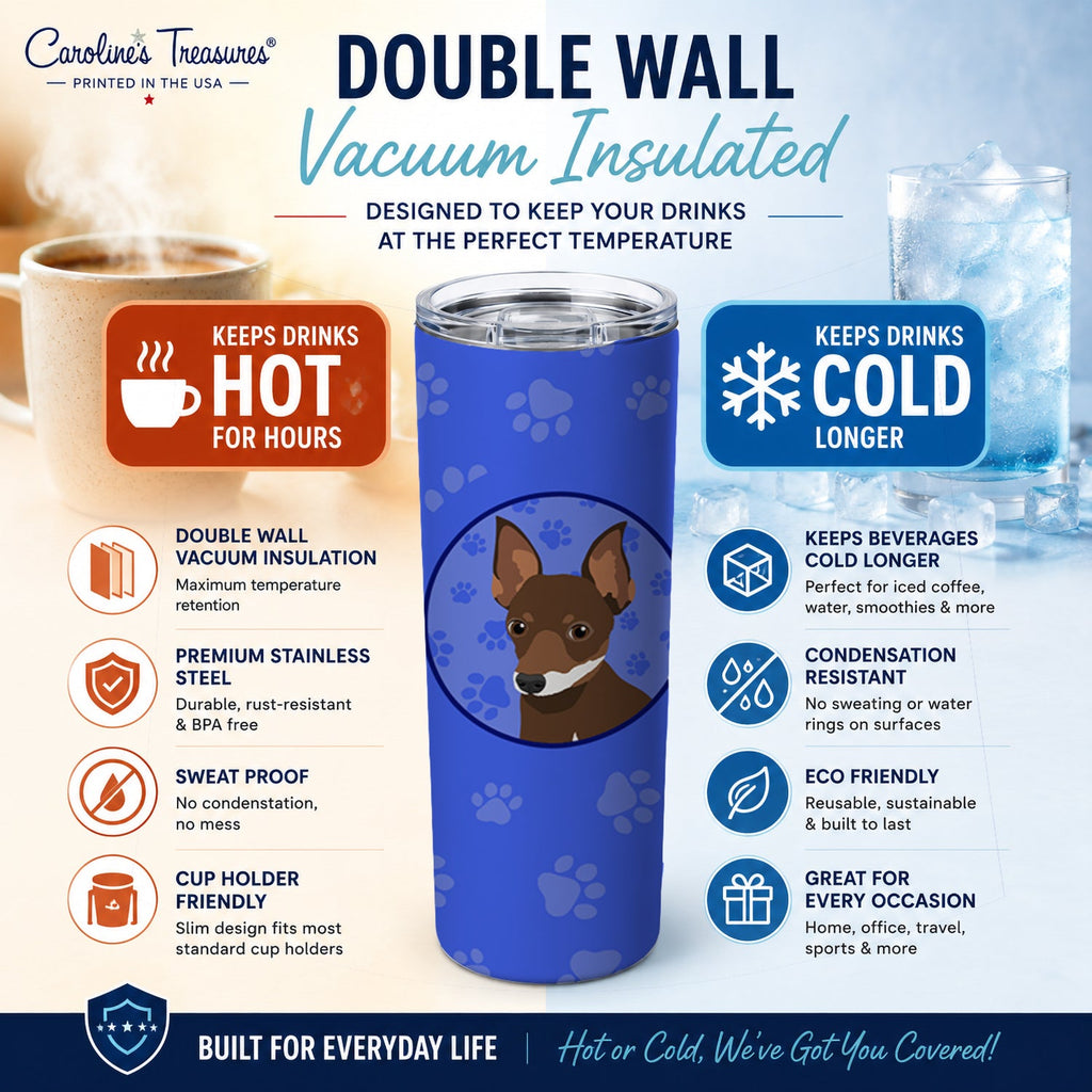 Chihuahua Chocolate and White #2  Stainless Steel Skinny Tumbler 20 oz Vacuum Double Walled Reusable Insulated Travel Cup