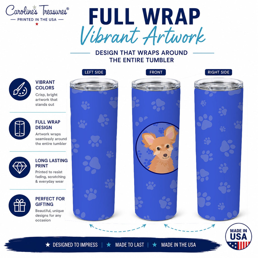 Chihuahua Fawn  Stainless Steel Skinny Tumbler 20 oz Vacuum Double Walled Reusable Insulated Travel Cup
