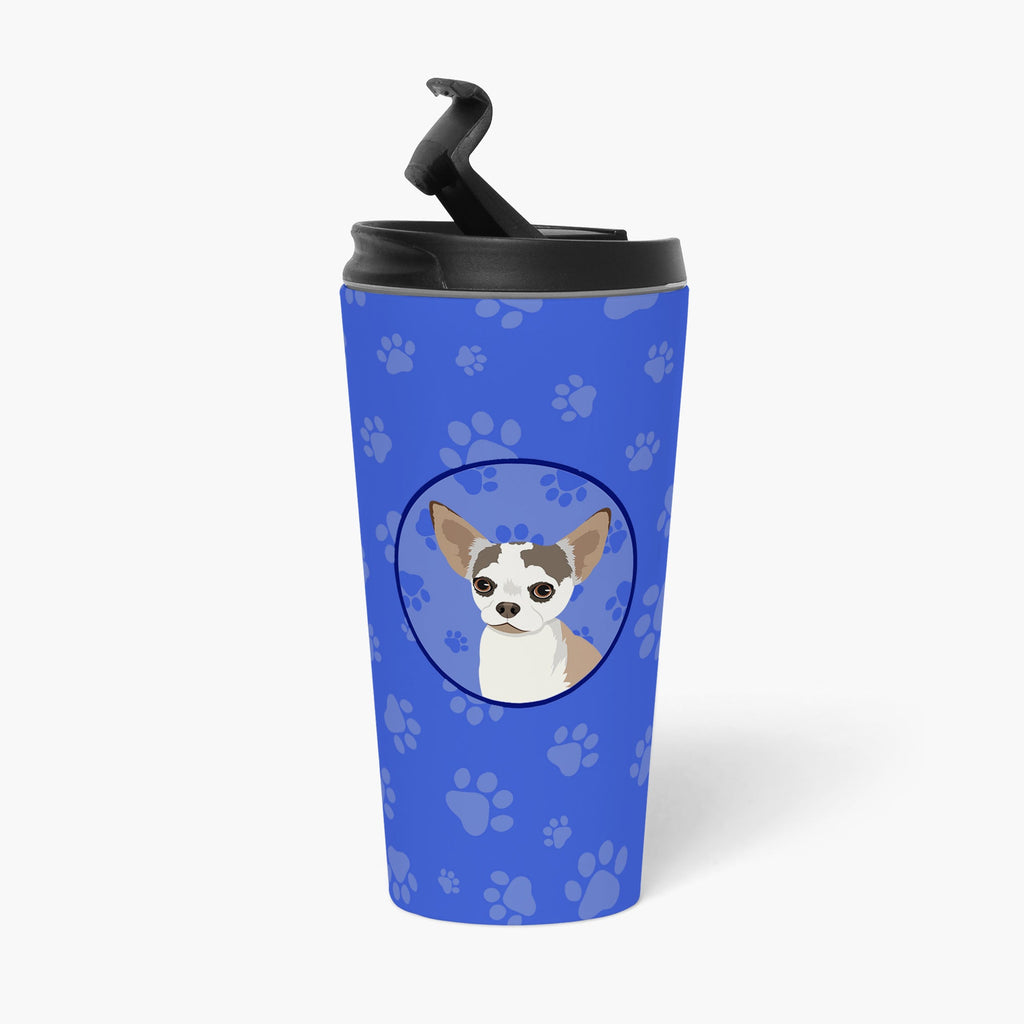 Chihuahua Merle  Stainless Steel 16 oz  Tumbler Blue Insulated Tumbler with Lid, Cute Travel Cup for Coffee, Cocktails, Gift Men, Dad, Women, Mother