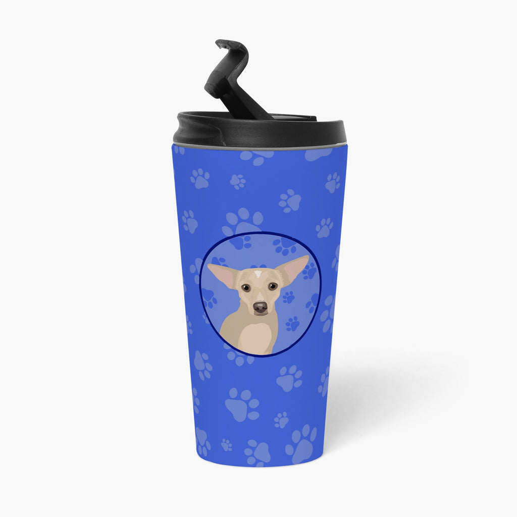 Chihuahua Silver  Stainless Steel 16 oz  Tumbler Blue Insulated Tumbler with Lid, Cute Travel Cup for Coffee, Cocktails, Gift Men, Dad, Women, Mother