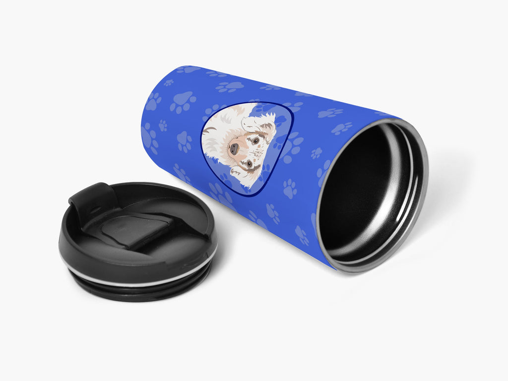 Dachshund Dapple #2  Stainless Steel 16 oz  Tumbler Blue Insulated Tumbler with Lid, Cute Travel Cup for Coffee, Cocktails, Gift Men, Dad, Women, Mother