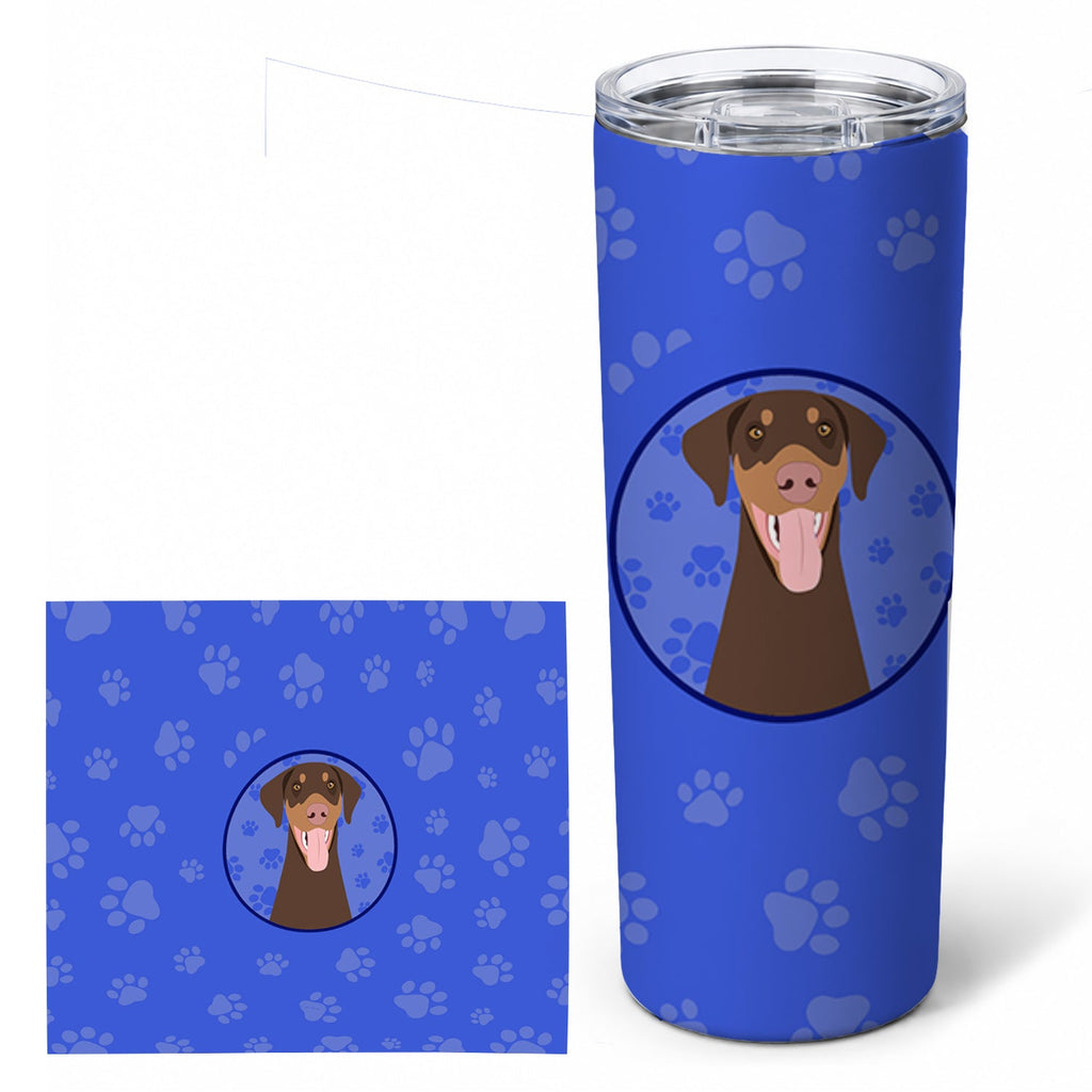 Doberman Pinscher Red and Rust Natural Ears #1  Stainless Steel Skinny Tumbler 20 oz Vacuum Double Walled Reusable Insulated Travel Cup