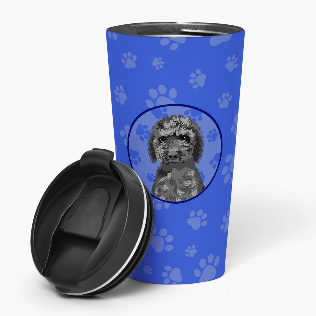 Doodle Black #2  Stainless Steel 16 oz  Tumbler Blue Insulated Tumbler with Lid, Cute Travel Cup for Coffee, Cocktails, Gift Men, Dad, Women, Mother