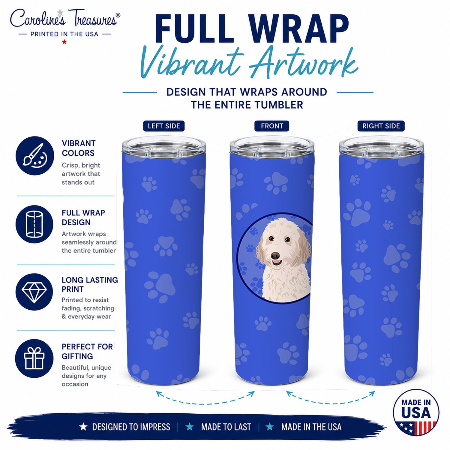 Doodle Cream #1  Stainless Steel Skinny Tumbler 20 oz Vacuum Double Walled Reusable Insulated Travel Cup