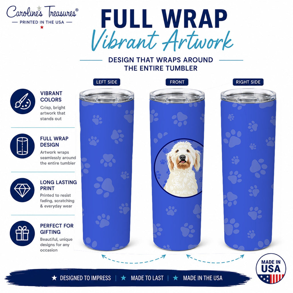 Doodle Cream #6  Stainless Steel Skinny Tumbler 20 oz Vacuum Double Walled Reusable Insulated Travel Cup