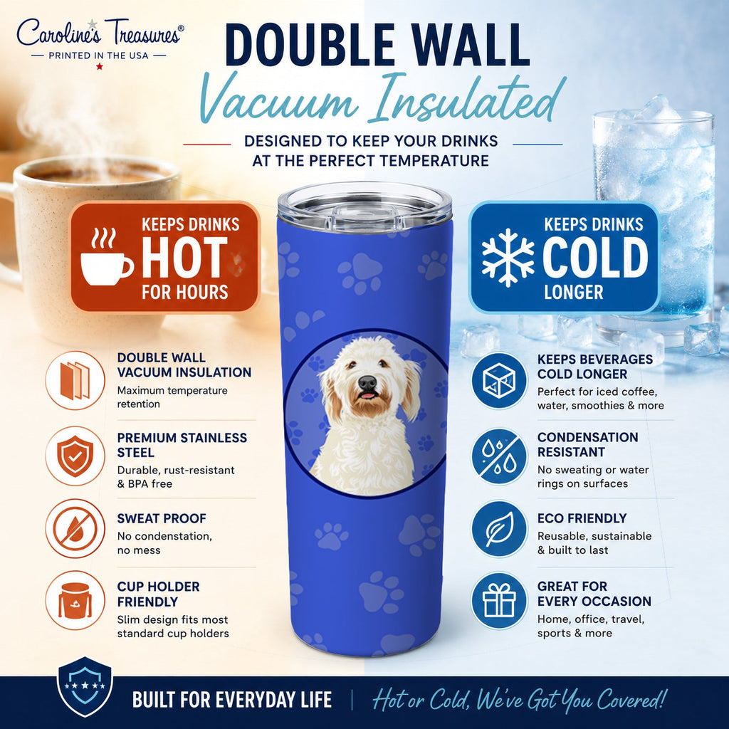 Doodle Cream #6  Stainless Steel Skinny Tumbler 20 oz Vacuum Double Walled Reusable Insulated Travel Cup