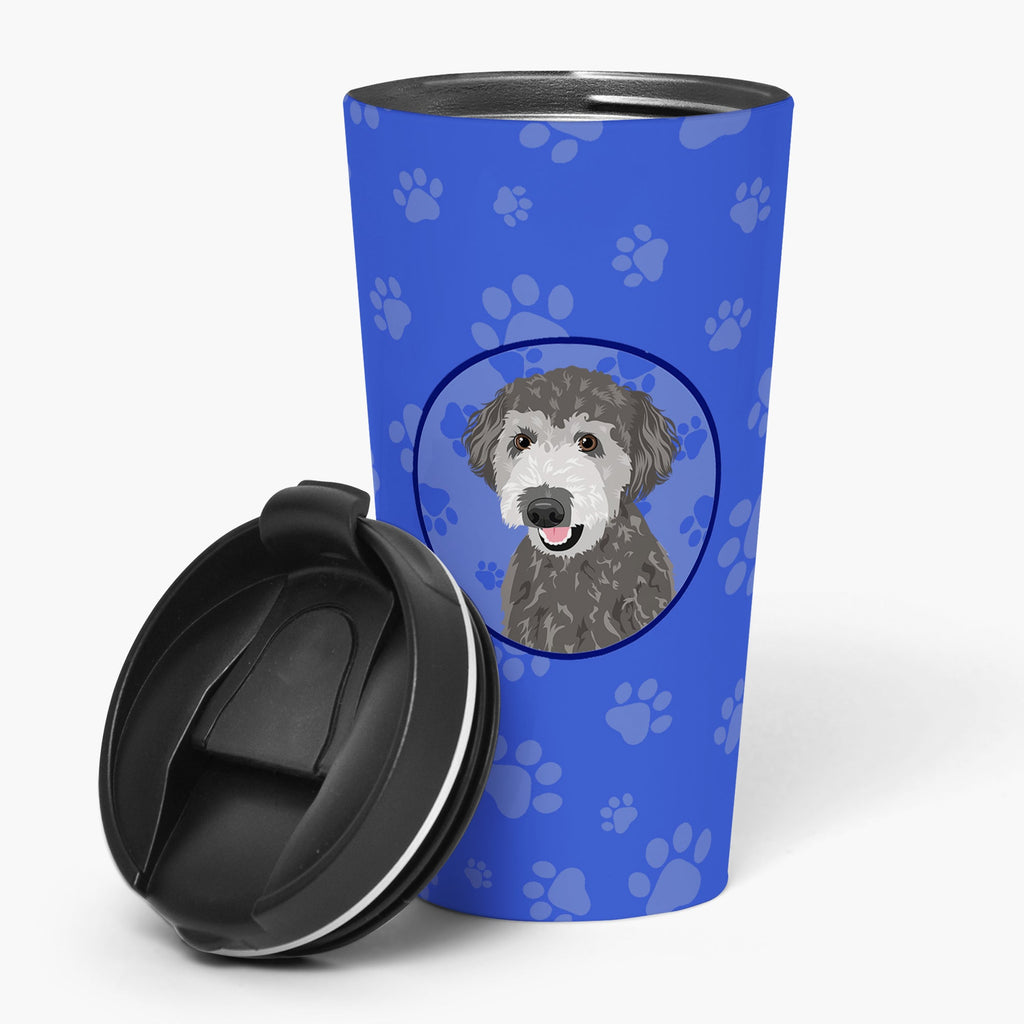 Doodle Silver #2  Stainless Steel 16 oz  Tumbler Blue Insulated Tumbler with Lid, Cute Travel Cup for Coffee, Cocktails, Gift Men, Dad, Women, Mother