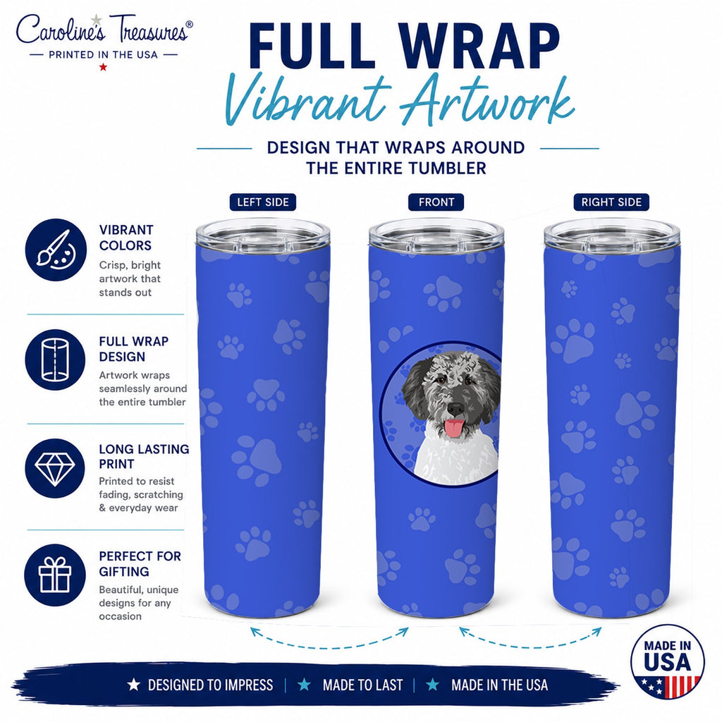 Doodle Silver #3  Stainless Steel Skinny Tumbler 20 oz Vacuum Double Walled Reusable Insulated Travel Cup