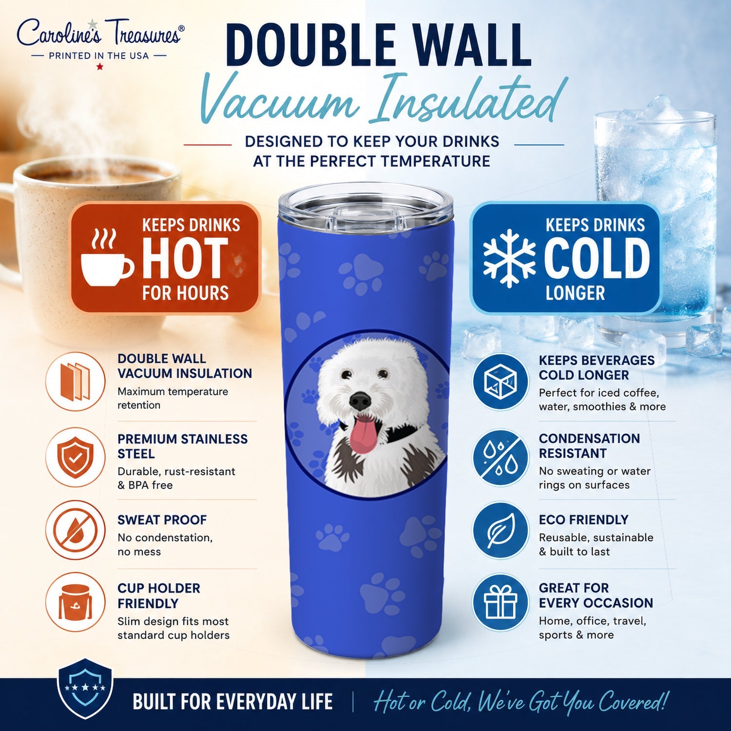 Doodle Silver and White #2  Stainless Steel Skinny Tumbler 20 oz Vacuum Double Walled Reusable Insulated Travel Cup
