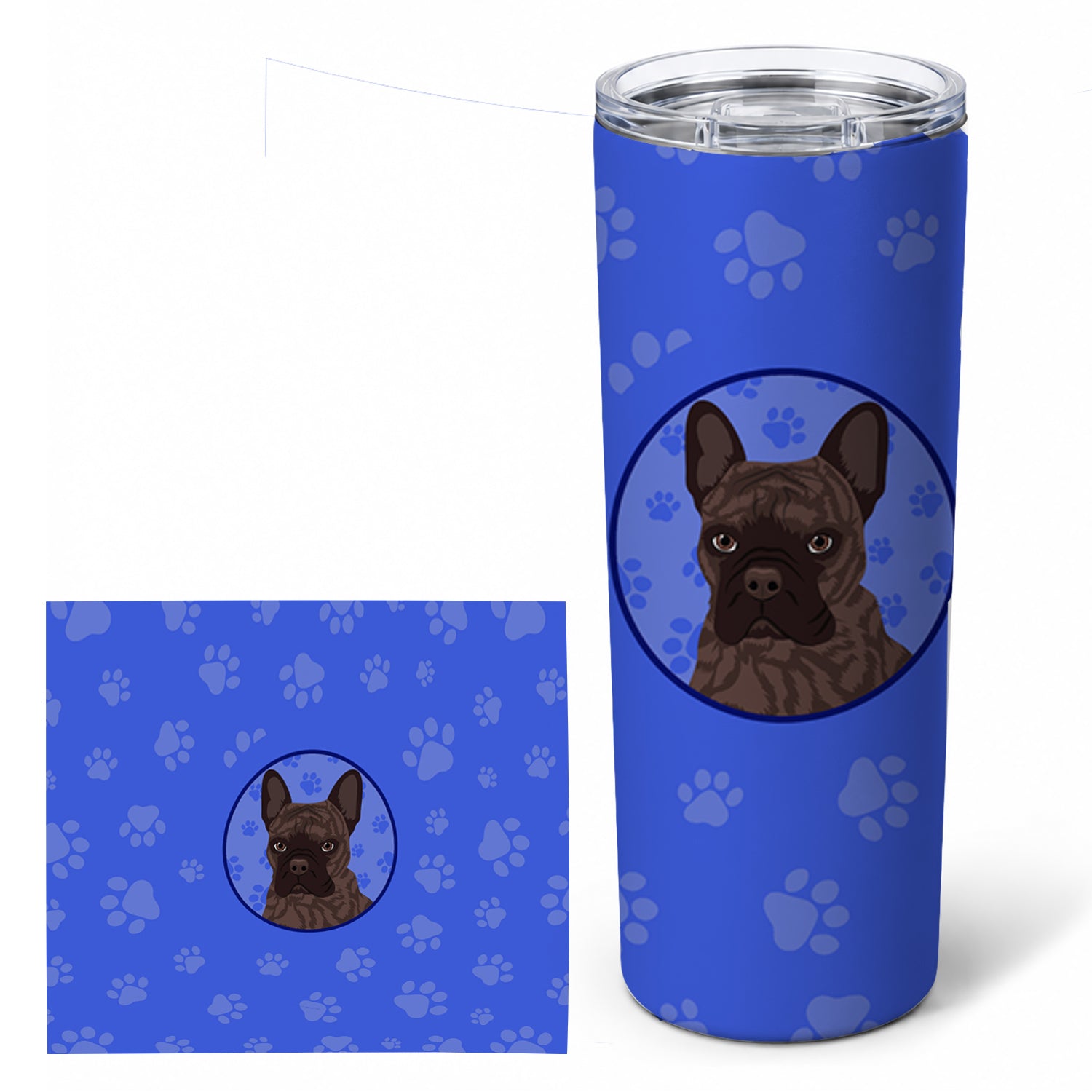 French Bulldog Brindle #1  Stainless Steel Skinny Tumbler 20 oz Vacuum Double Walled Reusable Insulated Travel Cup