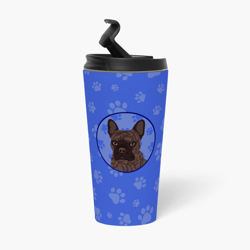 French Bulldog Brindle #1  Stainless Steel 16 oz  Tumbler Blue Insulated Tumbler with Lid, Cute Travel Cup for Coffee, Cocktails, Gift Men, Dad, Women, Mother
