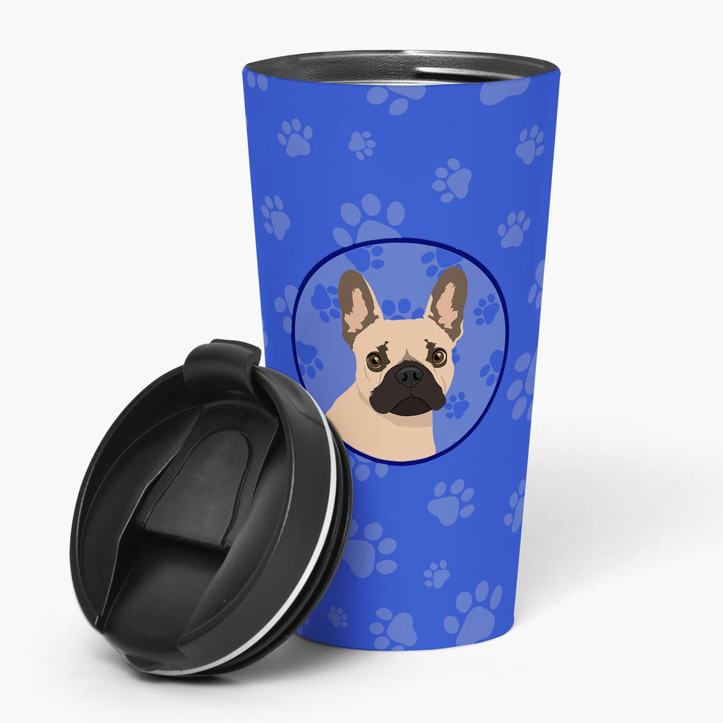 French Bulldog Fawn #1  Stainless Steel 16 oz  Tumbler Blue Insulated Tumbler with Lid, Cute Travel Cup for Coffee, Cocktails, Gift Men, Dad, Women, Mother