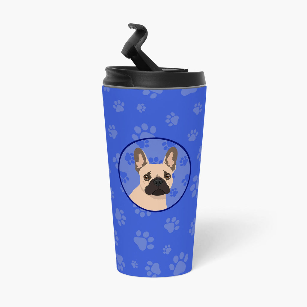 French Bulldog Fawn #1  Stainless Steel 16 oz  Tumbler Blue Insulated Tumbler with Lid, Cute Travel Cup for Coffee, Cocktails, Gift Men, Dad, Women, Mother