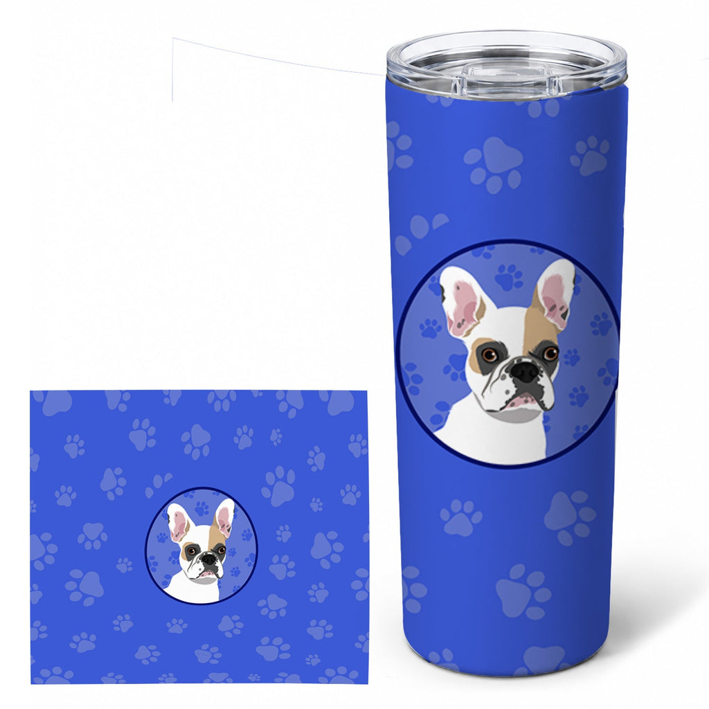 French Bulldog White #1  Stainless Steel Skinny Tumbler 20 oz Vacuum Double Walled Reusable Insulated Travel Cup