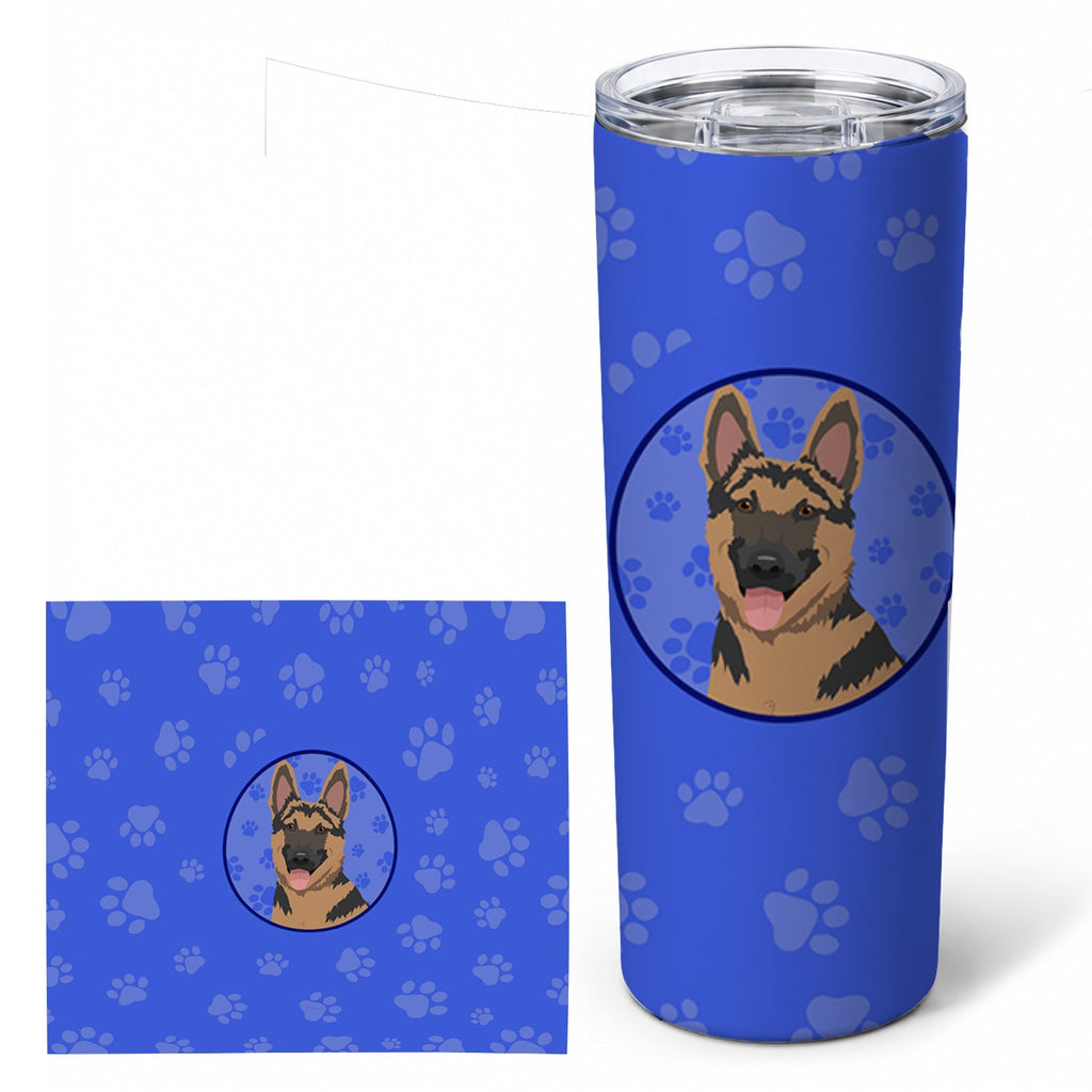 German Shepherd Red and Black  Stainless Steel Skinny Tumbler 20 oz Vacuum Double Walled Reusable Insulated Travel Cup