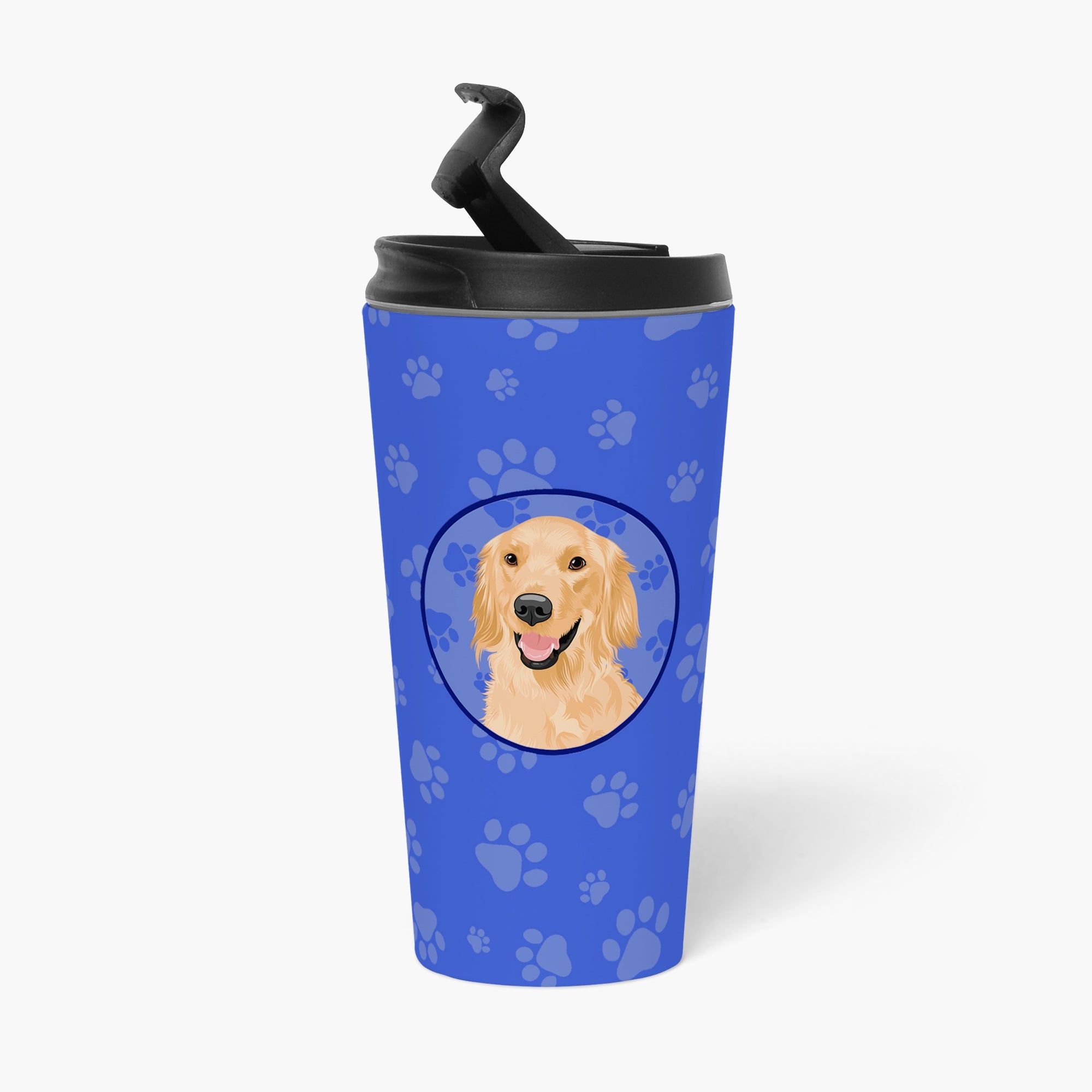 Golden Retriever Gold #1  Stainless Steel 16 oz  Tumbler Blue Insulated Tumbler with Lid, Cute Travel Cup for Coffee, Cocktails, Gift Men, Dad, Women, Mother