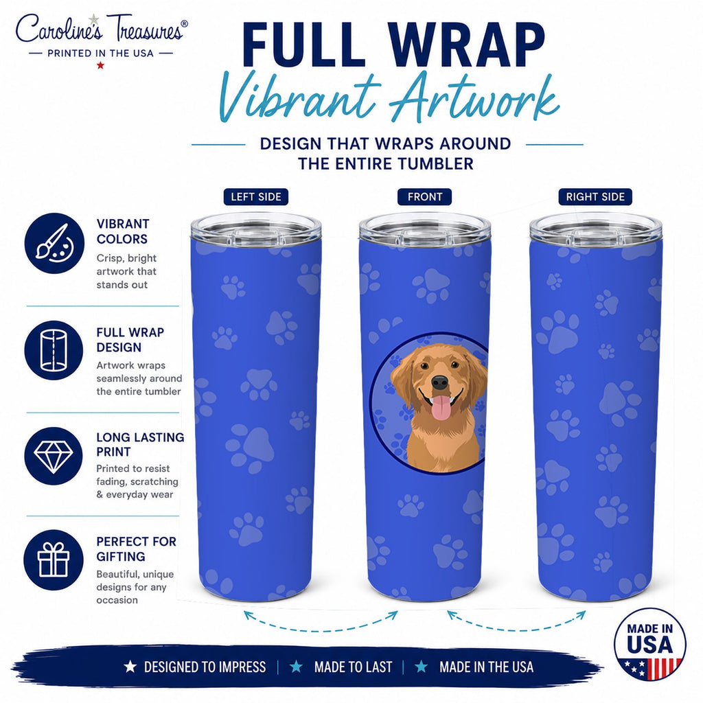 Golden Retriever Red #2  Stainless Steel Skinny Tumbler 20 oz Vacuum Double Walled Reusable Insulated Travel Cup