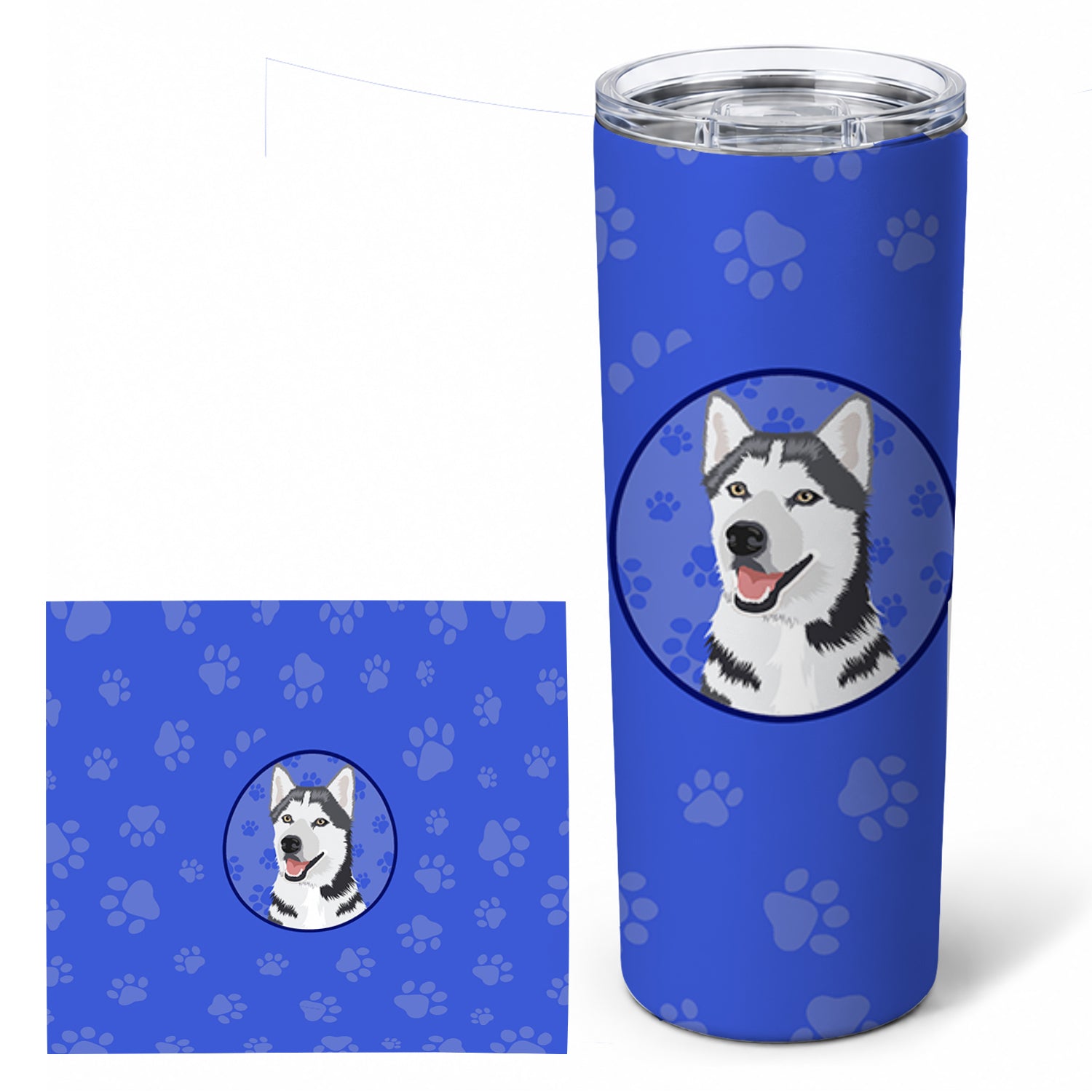 Siberian Husky Silver and White #1  Stainless Steel Skinny Tumbler 20 oz Vacuum Double Walled Reusable Insulated Travel Cup