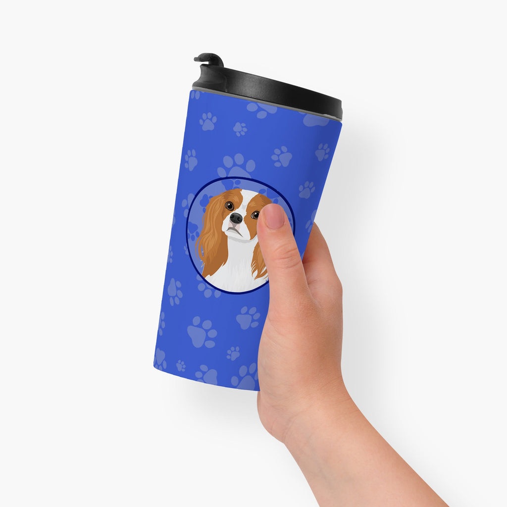 Cavalier King Charles Spaniel Blenheim #1  Stainless Steel 16 oz  Tumbler Blue Insulated Tumbler with Lid, Cute Travel Cup for Coffee, Cocktails, Gift Men, Dad, Women, Mother