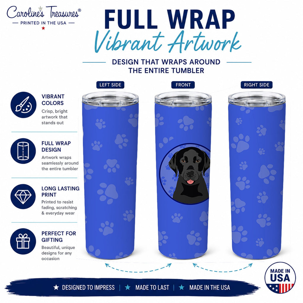 Labrador Retriever Black #3  Stainless Steel Skinny Tumbler 20 oz Vacuum Double Walled Reusable Insulated Travel Cup