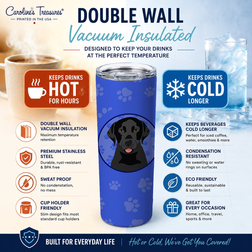 Labrador Retriever Black #3  Stainless Steel Skinny Tumbler 20 oz Vacuum Double Walled Reusable Insulated Travel Cup