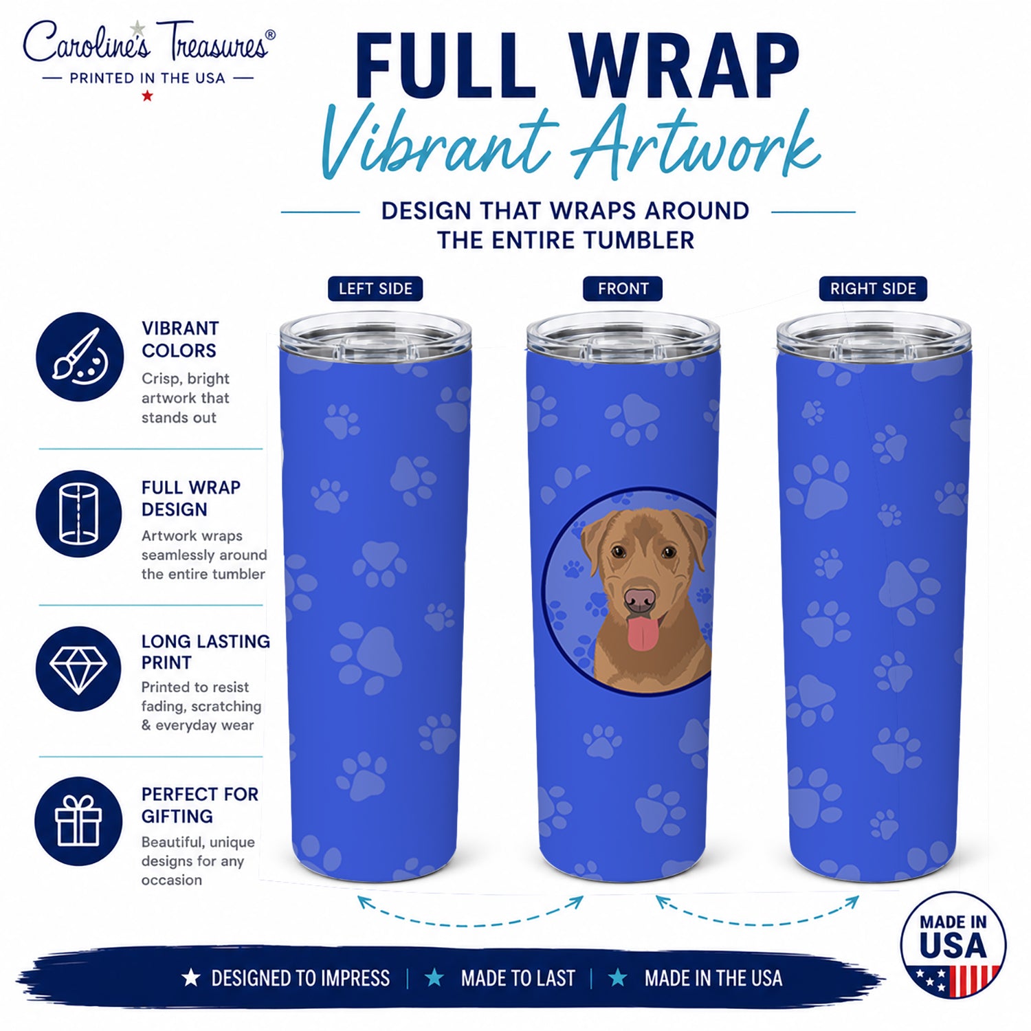 Labrador Retriever Red  Stainless Steel Skinny Tumbler 20 oz Vacuum Double Walled Reusable Insulated Travel Cup