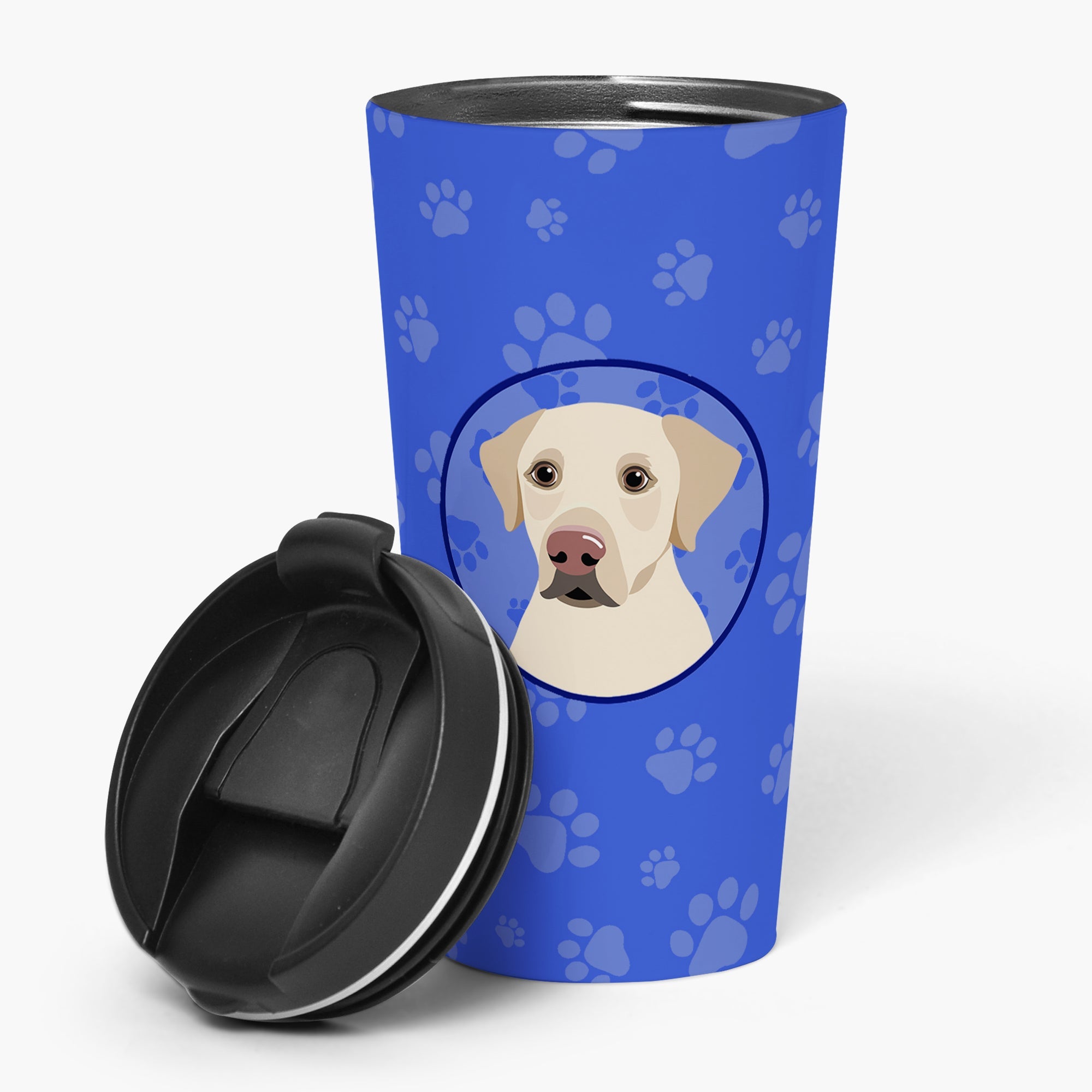 Labrador Retriever Yellow #3  Stainless Steel 16 oz  Tumbler Blue Insulated Tumbler with Lid, Cute Travel Cup for Coffee, Cocktails, Gift Men, Dad, Women, Mother