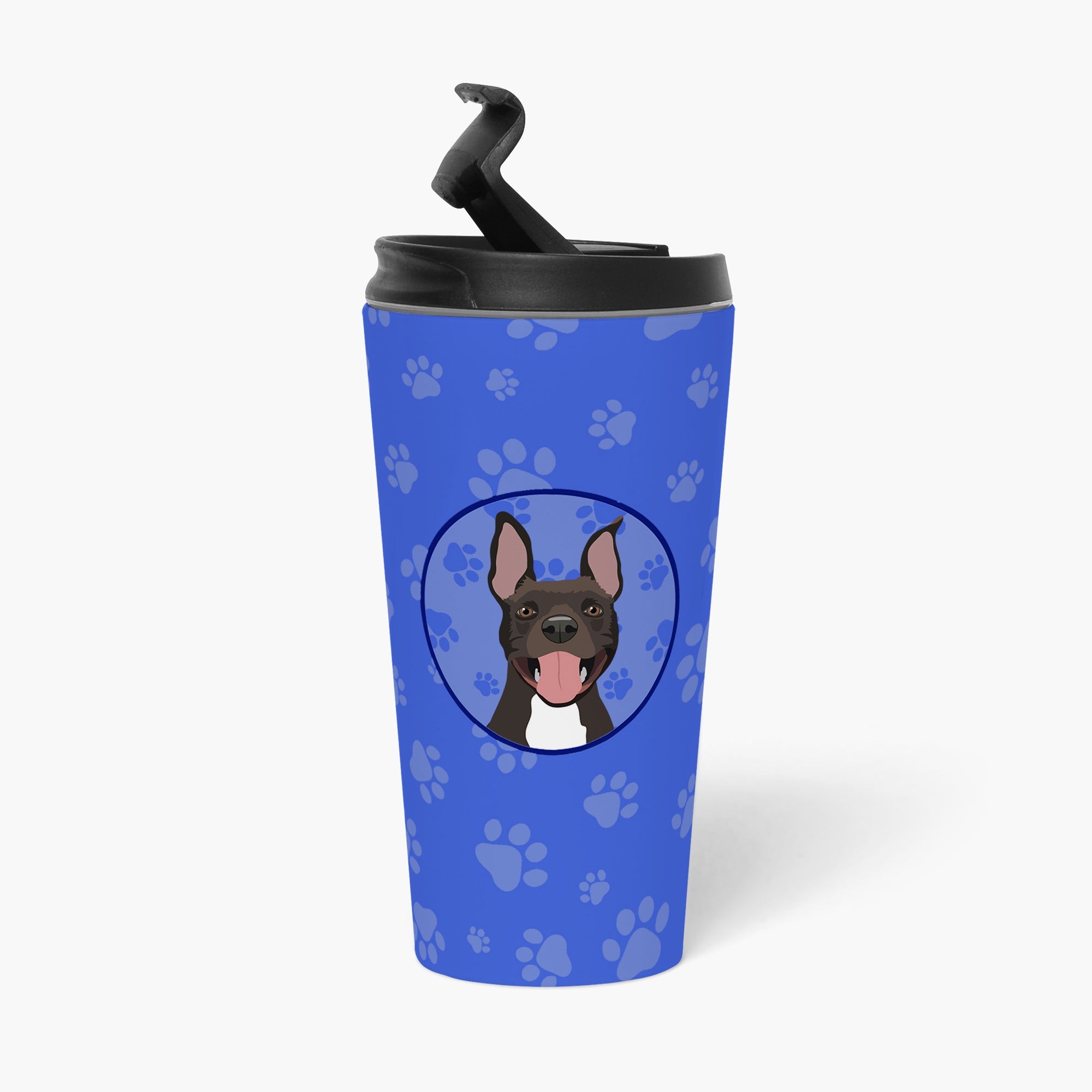 Pit Bull Black #4  Stainless Steel 16 oz  Tumbler Blue Insulated Tumbler with Lid, Cute Travel Cup for Coffee, Cocktails, Gift Men, Dad, Women, Mother