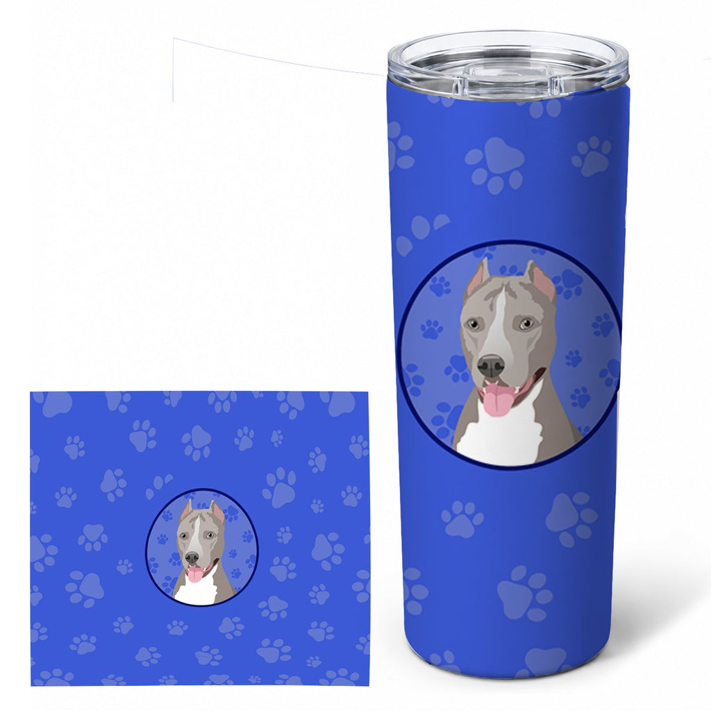 Pit Bull Blue #5  Stainless Steel Skinny Tumbler 20 oz Vacuum Double Walled Reusable Insulated Travel Cup